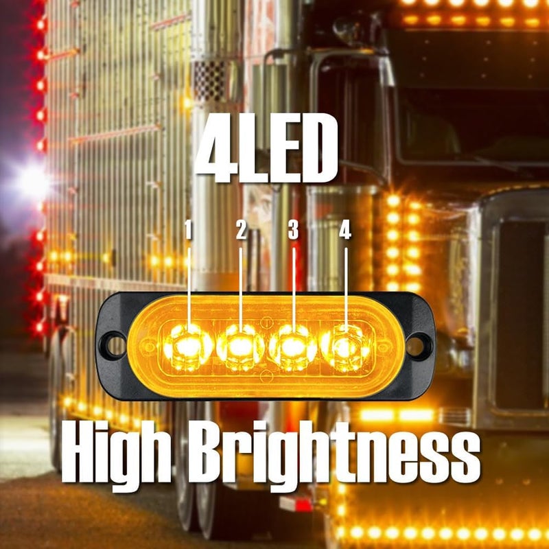 ALLLLC 10pcs 12-24V Long-distance warning Led Trailer Light,Amber Red White LED Stop Turn Tail License Brake Running Light Lamp for Trailers Boat Trailer Truck Marine Camper RV Snowmobile (Amber) - Image 4